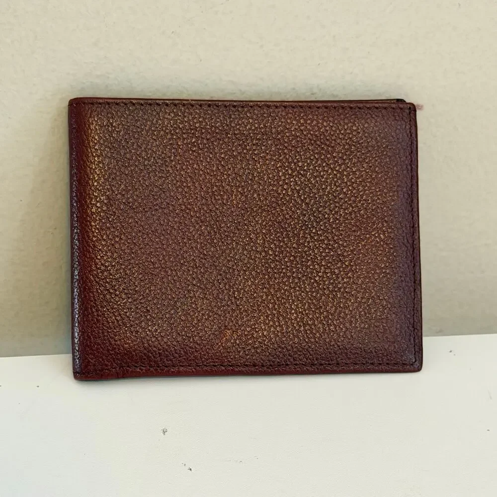 Pierre Cardin Bifold Wallet OS Dark Red Cowhide Leather Vintage Classic Luxury